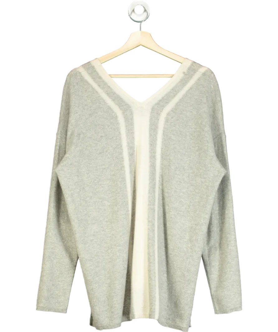 Vince Grey V-neck Striped Sweater UK M