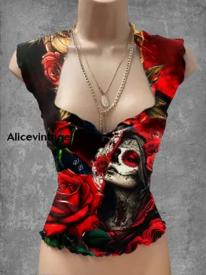 Vintage Punk Art Print V-Neck Lounge Top