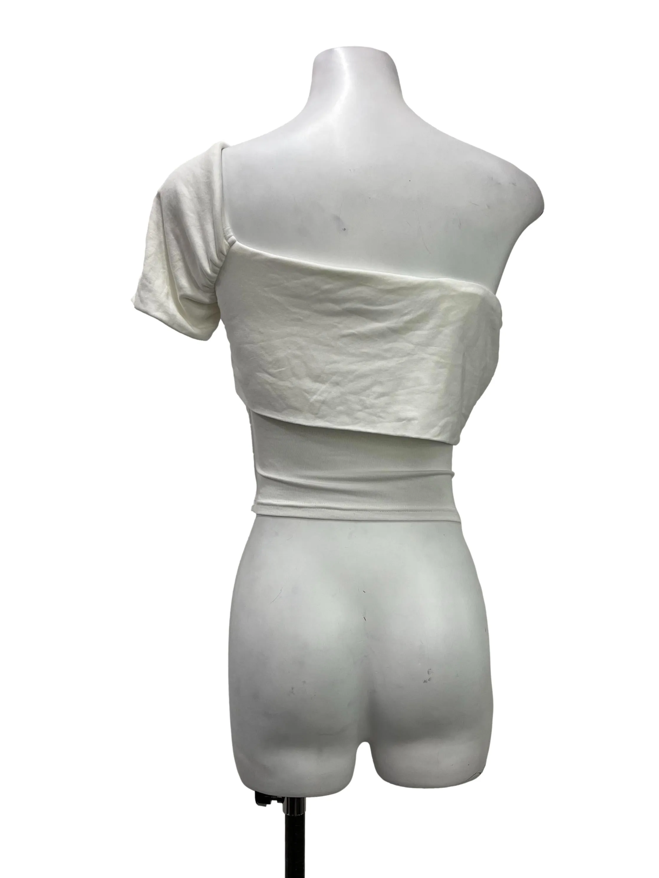 White Asymmetrical Neckline Top