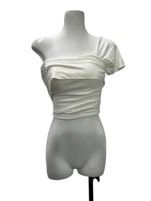 White Asymmetrical Neckline Top