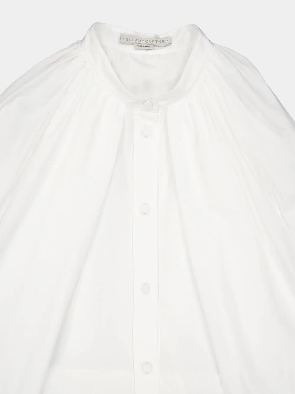 White Cape-Sleeve Silk Shirt