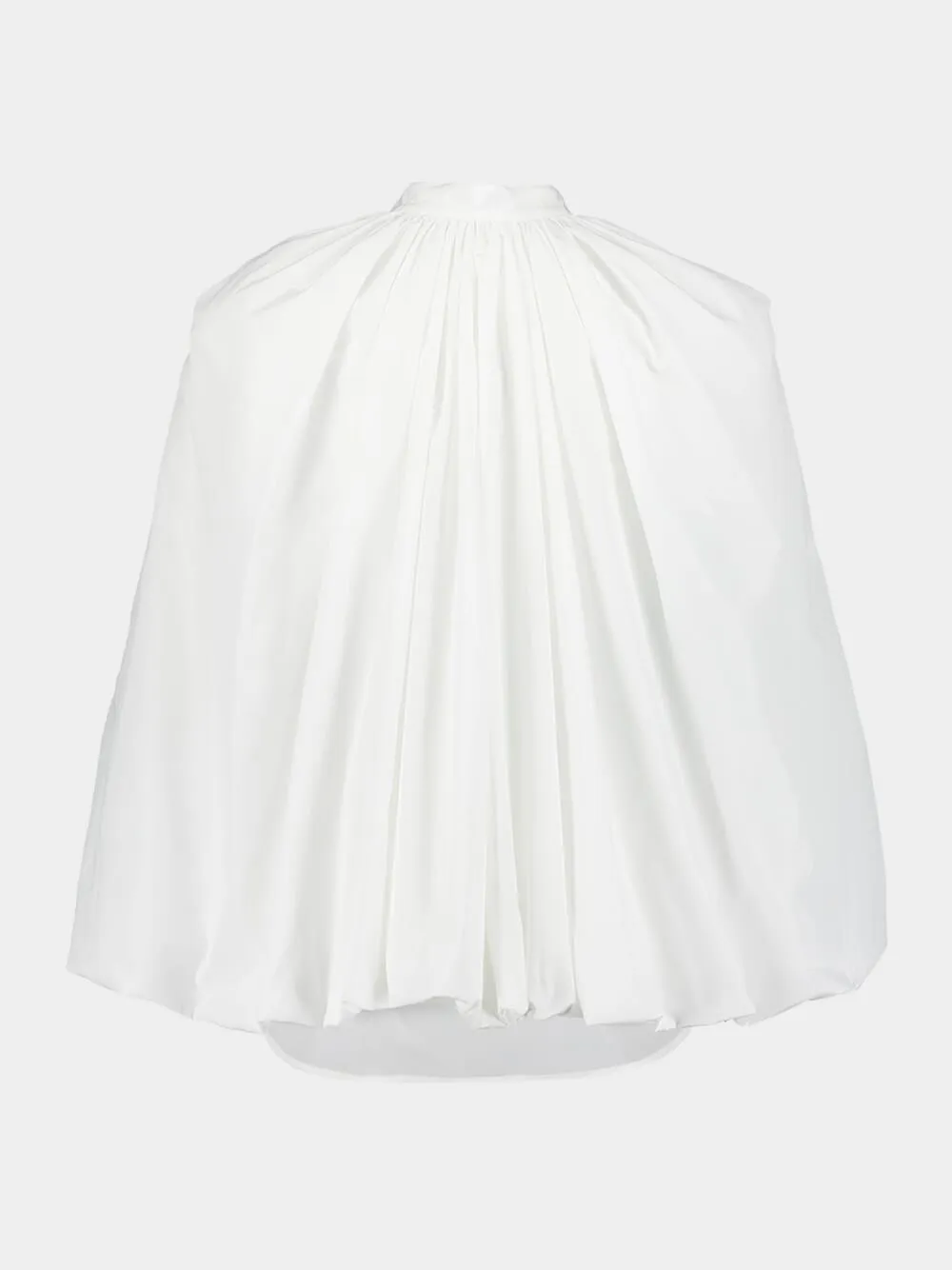 White Cape-Sleeve Silk Shirt