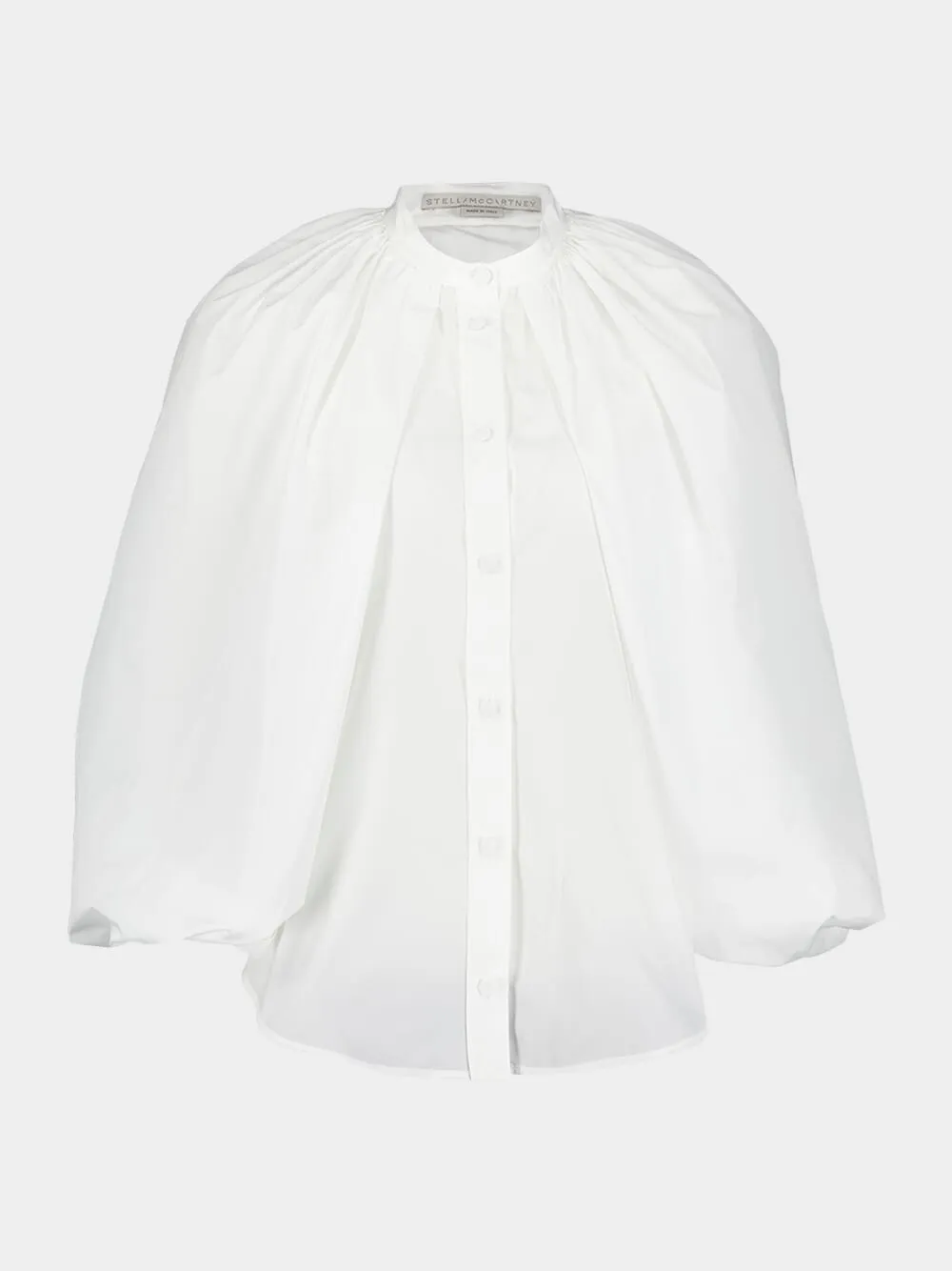 White Cape-Sleeve Silk Shirt