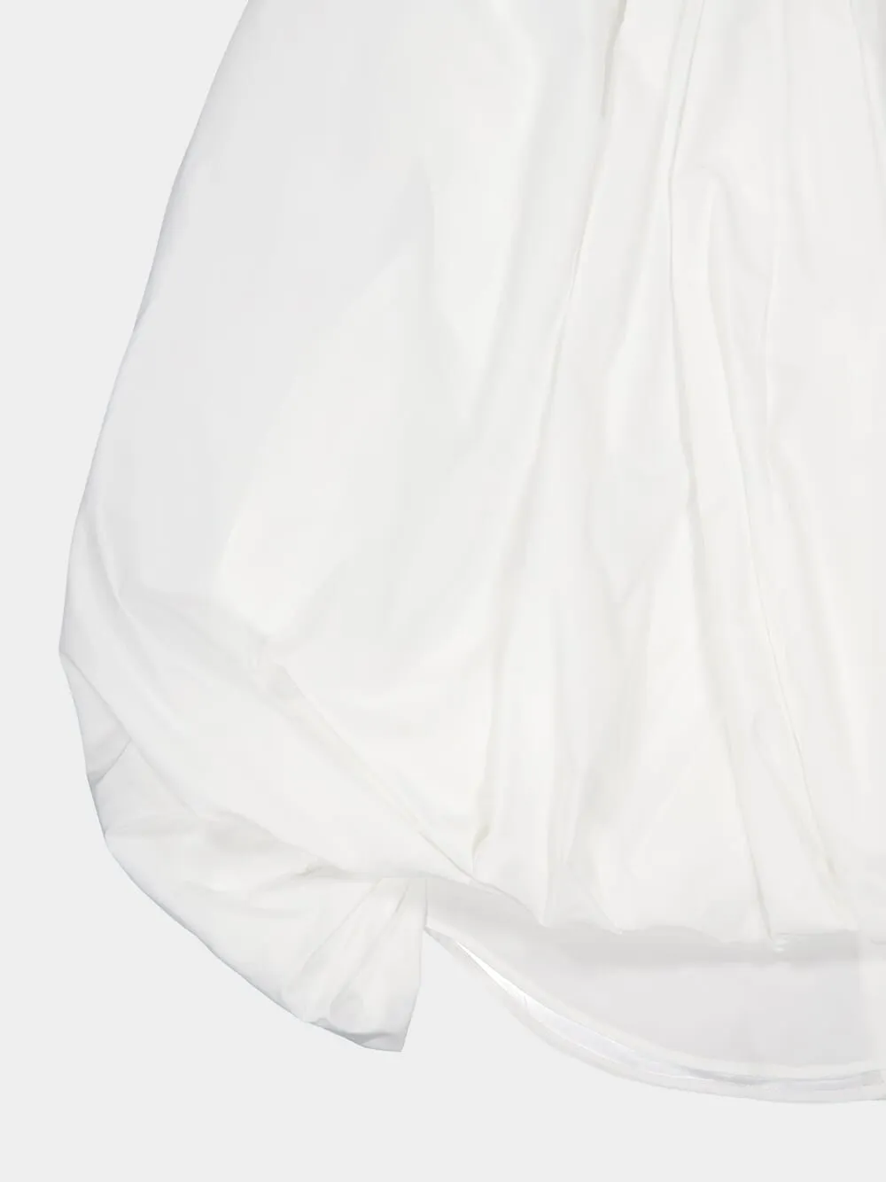White Cape-Sleeve Silk Shirt