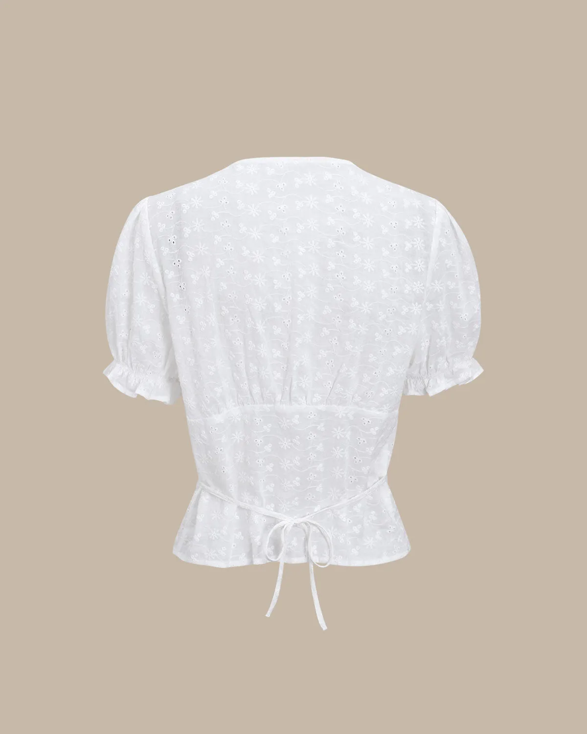 White Floral Puffed Sleeve Blouse