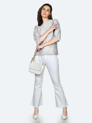 White Lace Round Neck Top