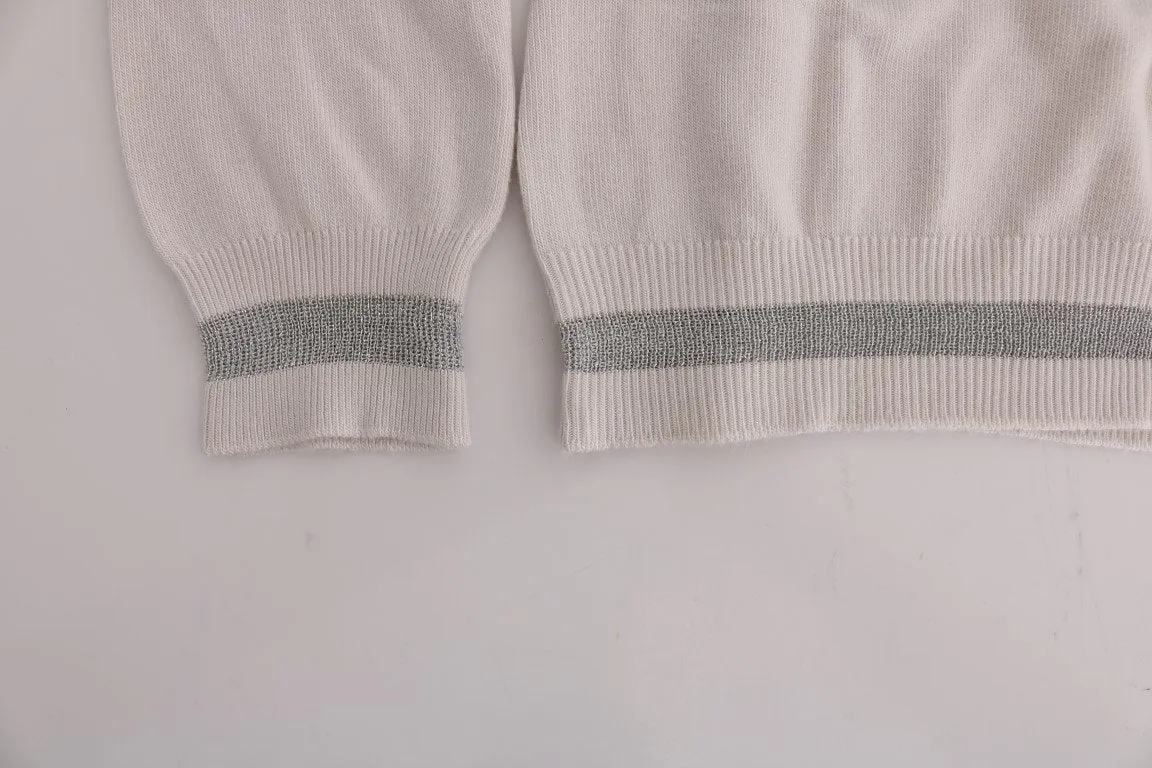 White V-neck Viscose Sweater