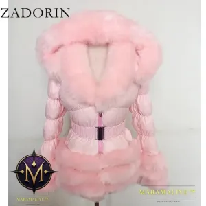 Winter Coat Women New Fashion Faux Fur Coat Detachable Sleeves Hood Duck Down Coats Hooded Black Puffer Jacket Outwear