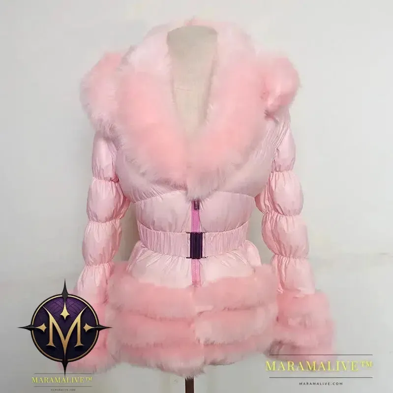 Winter Coat Women New Fashion Faux Fur Coat Detachable Sleeves Hood Duck Down Coats Hooded Black Puffer Jacket Outwear