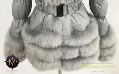 Winter Coat Women New Fashion Faux Fur Coat Detachable Sleeves Hood Duck Down Coats Hooded Black Puffer Jacket Outwear