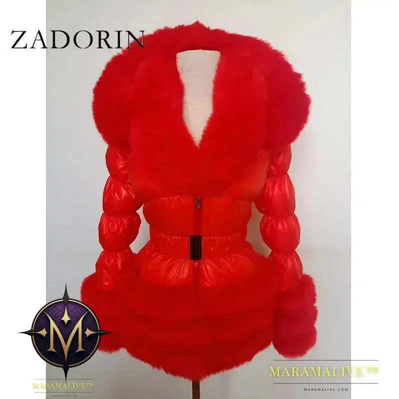 Winter Coat Women New Fashion Faux Fur Coat Detachable Sleeves Hood Duck Down Coats Hooded Black Puffer Jacket Outwear