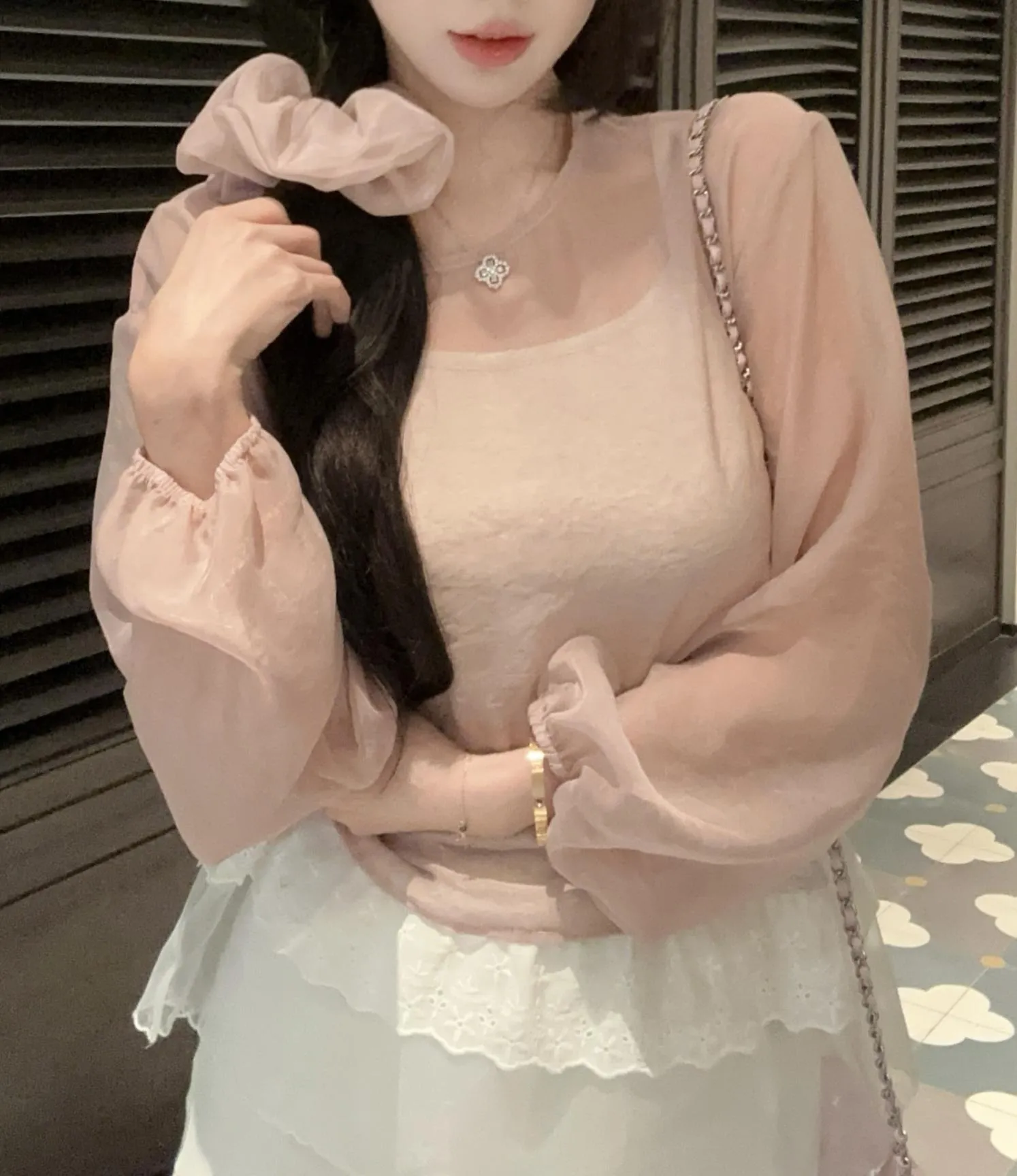 Women's Mesh Blouse with Lace Trim for Summer Styling