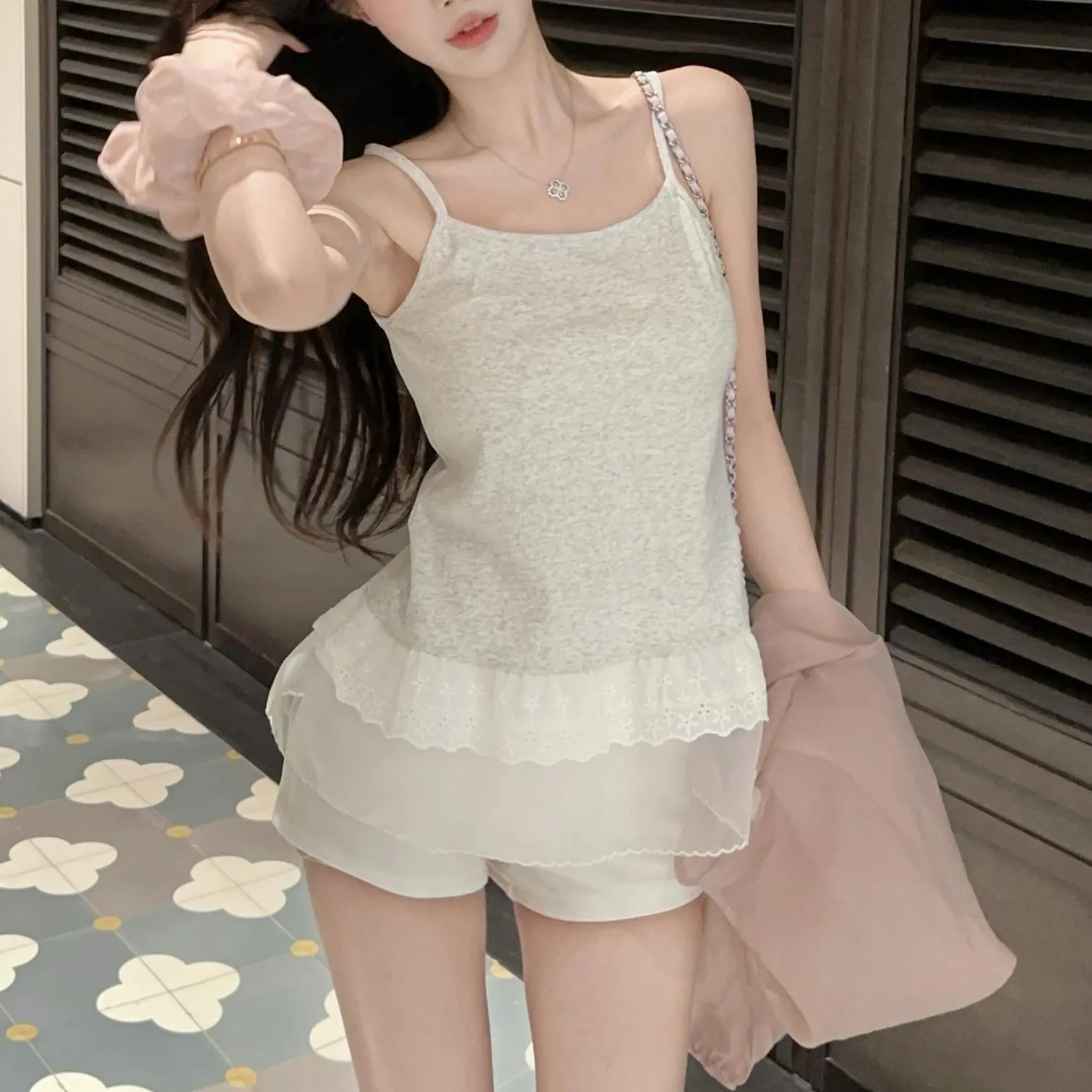 Women's Mesh Blouse with Lace Trim for Summer Styling