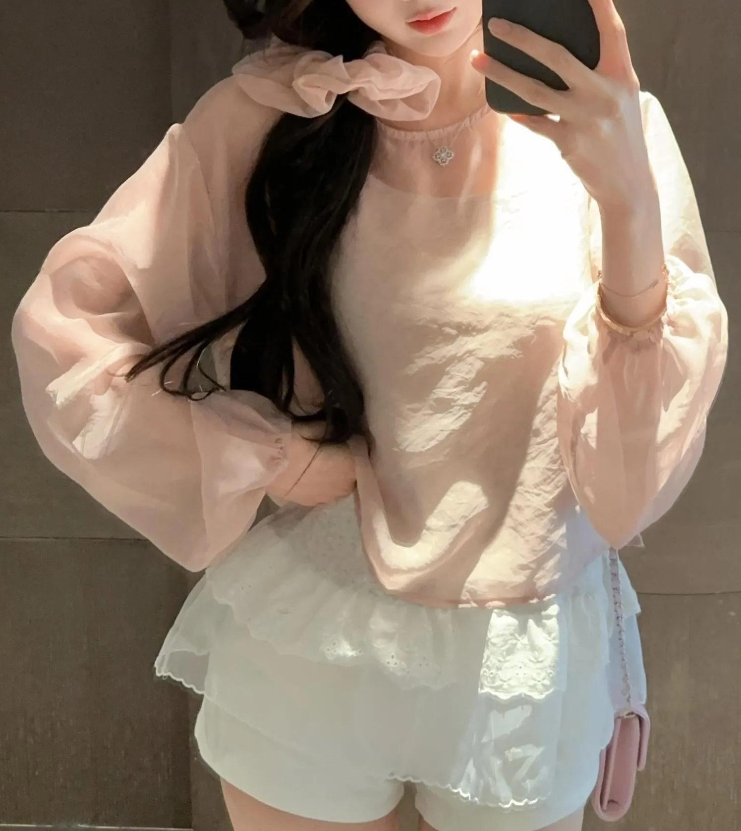 Women's Mesh Blouse with Lace Trim for Summer Styling