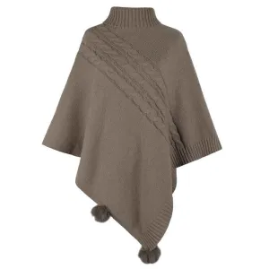 Women's-Turtleneck Poncho Sweater Cape Knit Pullover Solid Sweaters K440