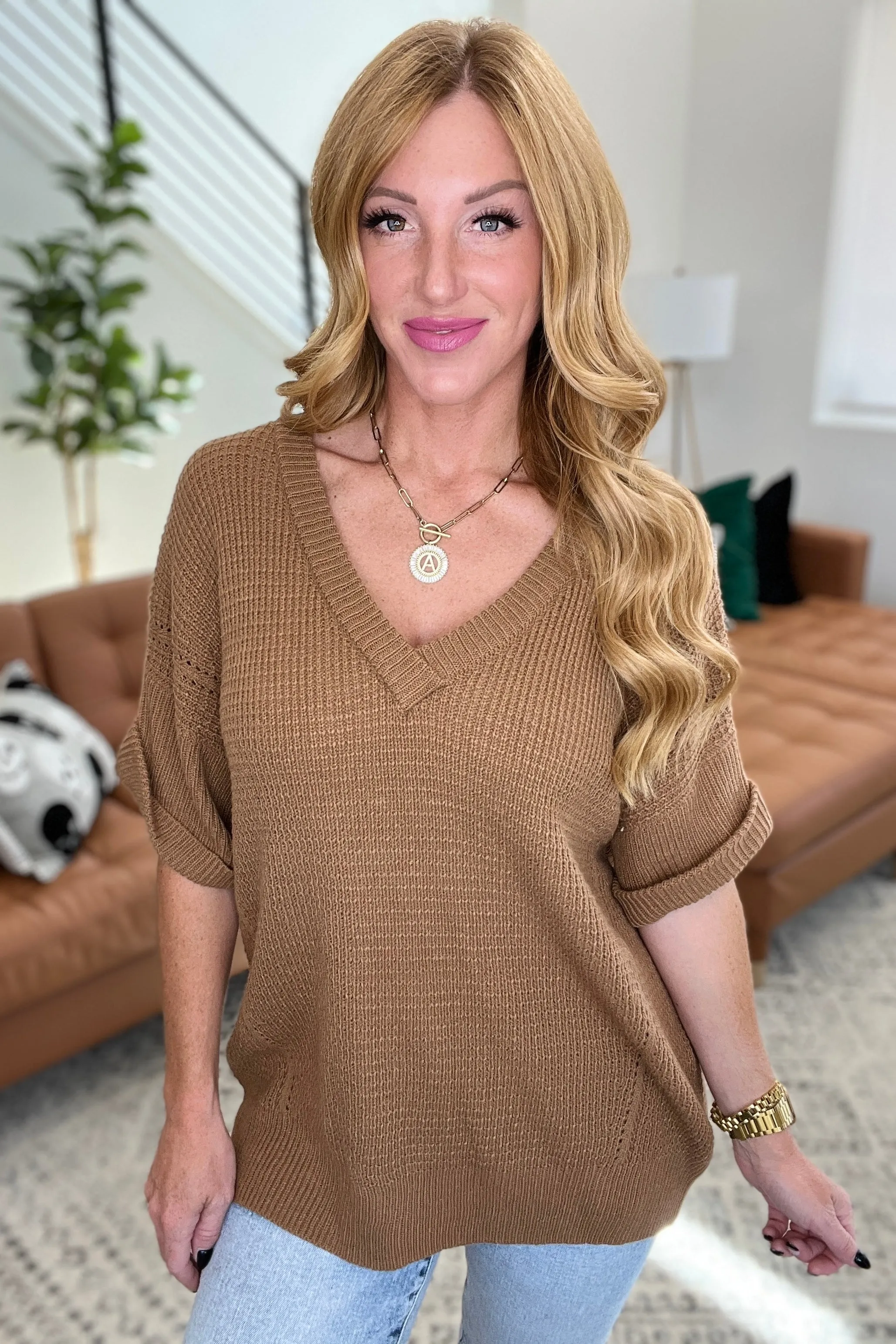 Wonder Why V-Neck Short-Sleeved Sweater