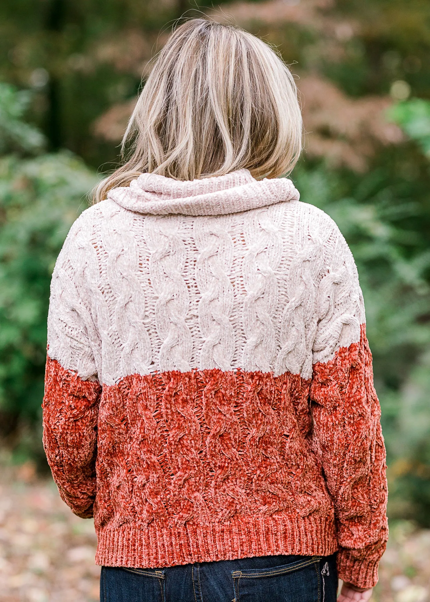 X Ivory over Rust Soft Sweater