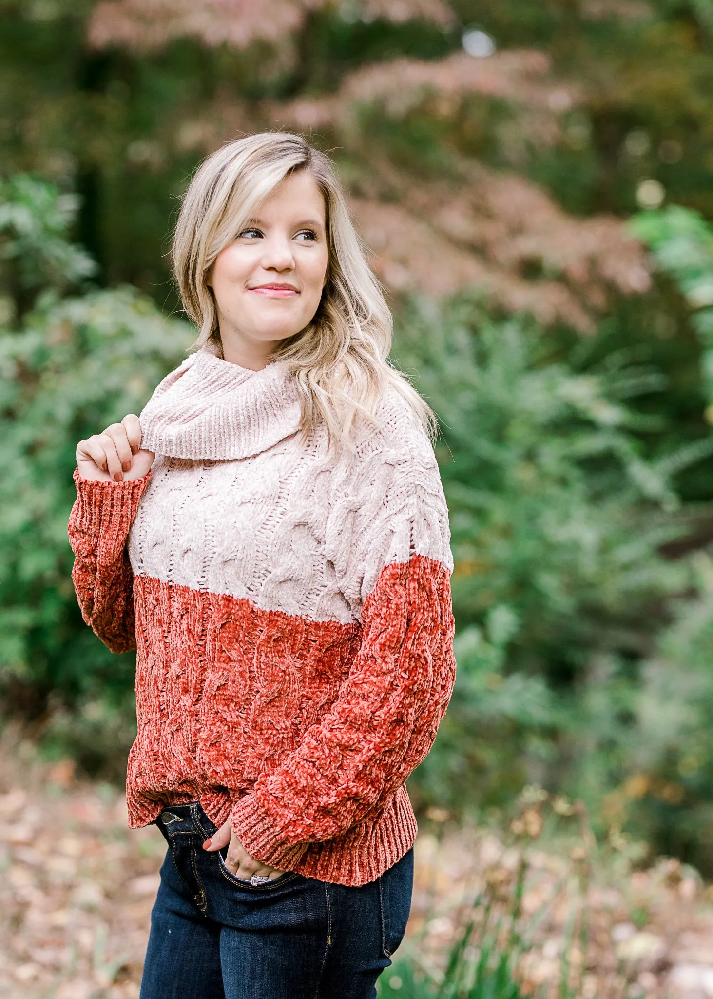 X Ivory over Rust Soft Sweater