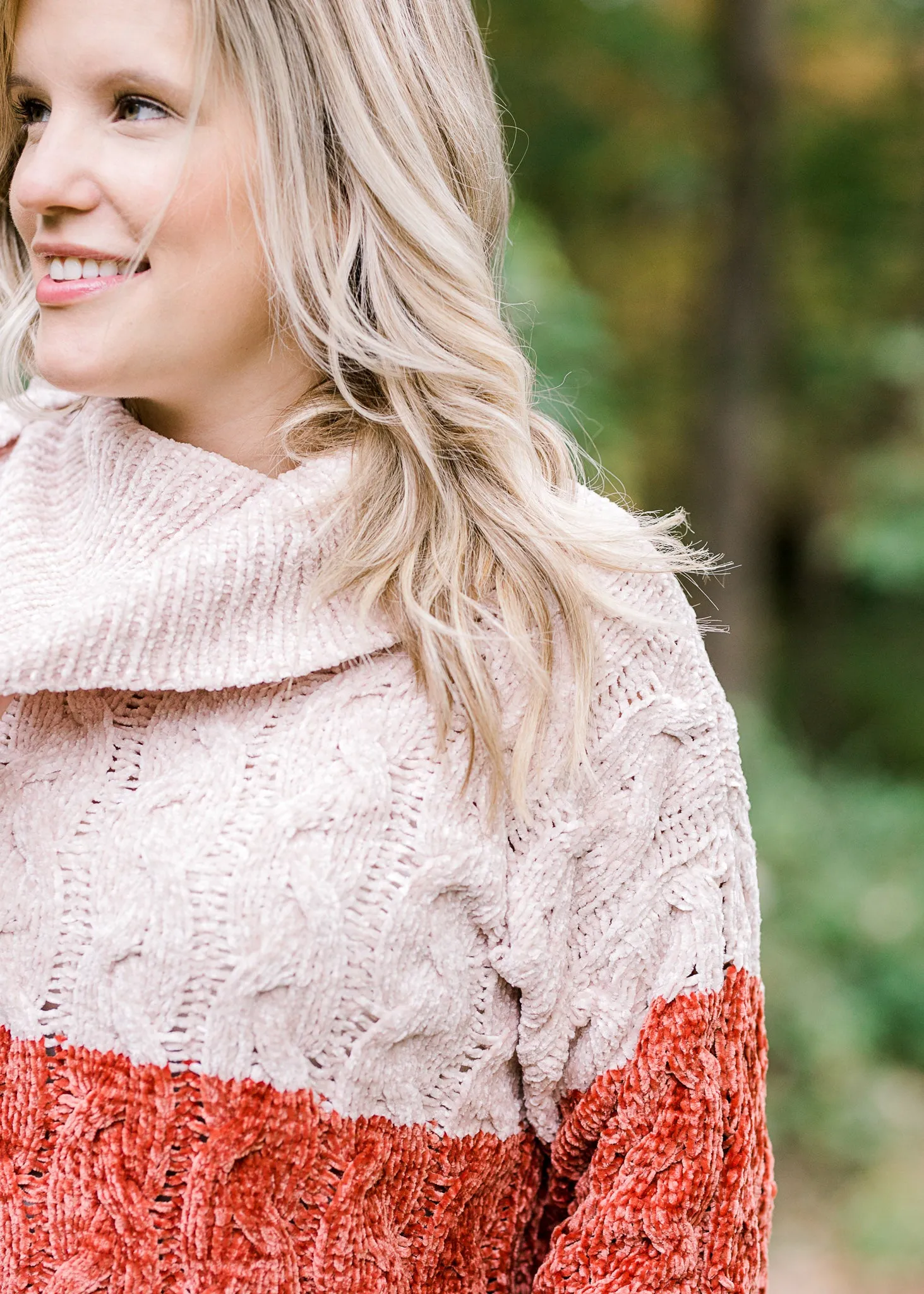 X Ivory over Rust Soft Sweater
