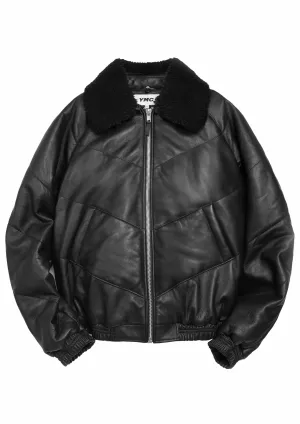 YMC - KOOL HERC WADDED LEATHER JACKET BLACK