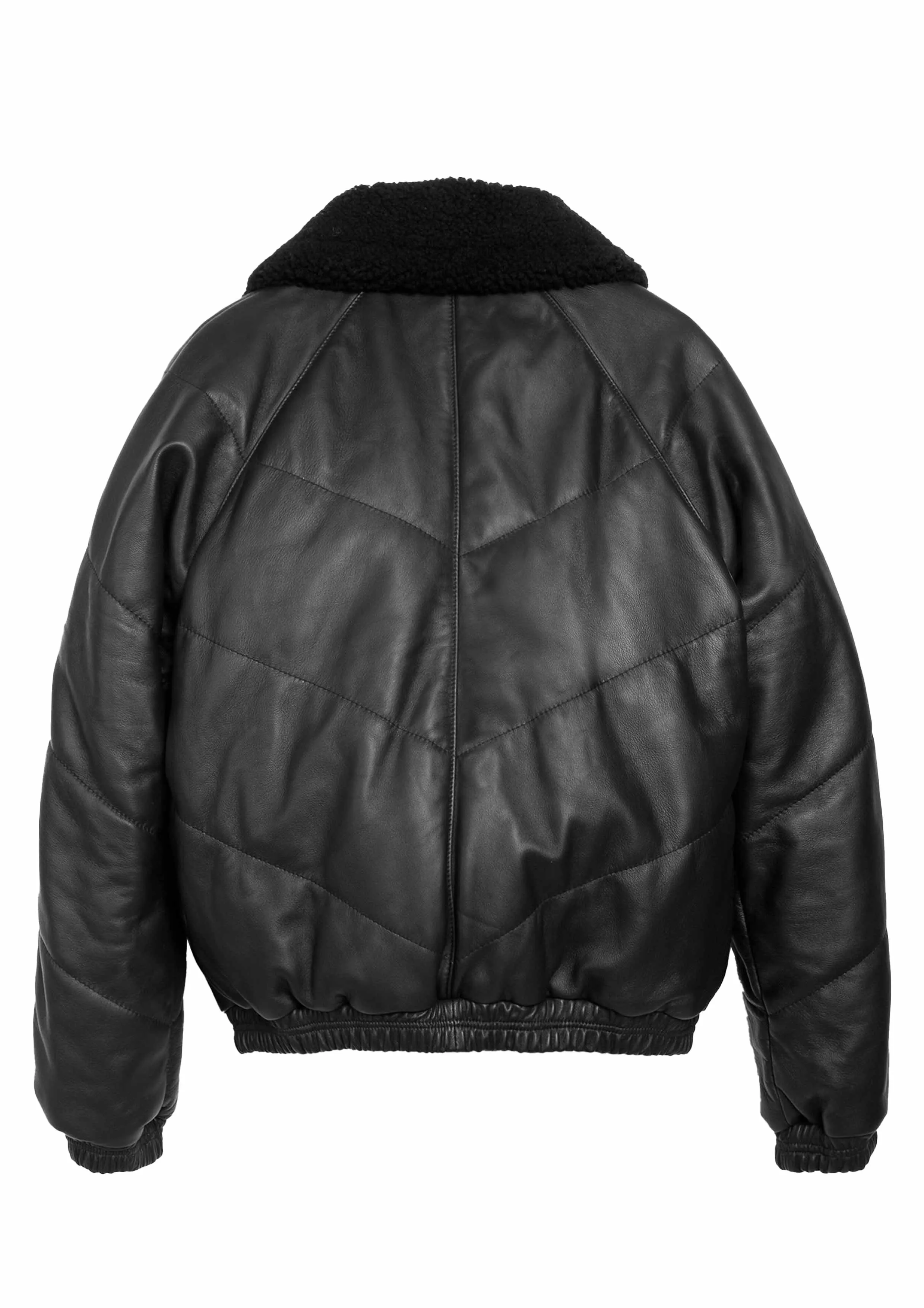 YMC - KOOL HERC WADDED LEATHER JACKET BLACK