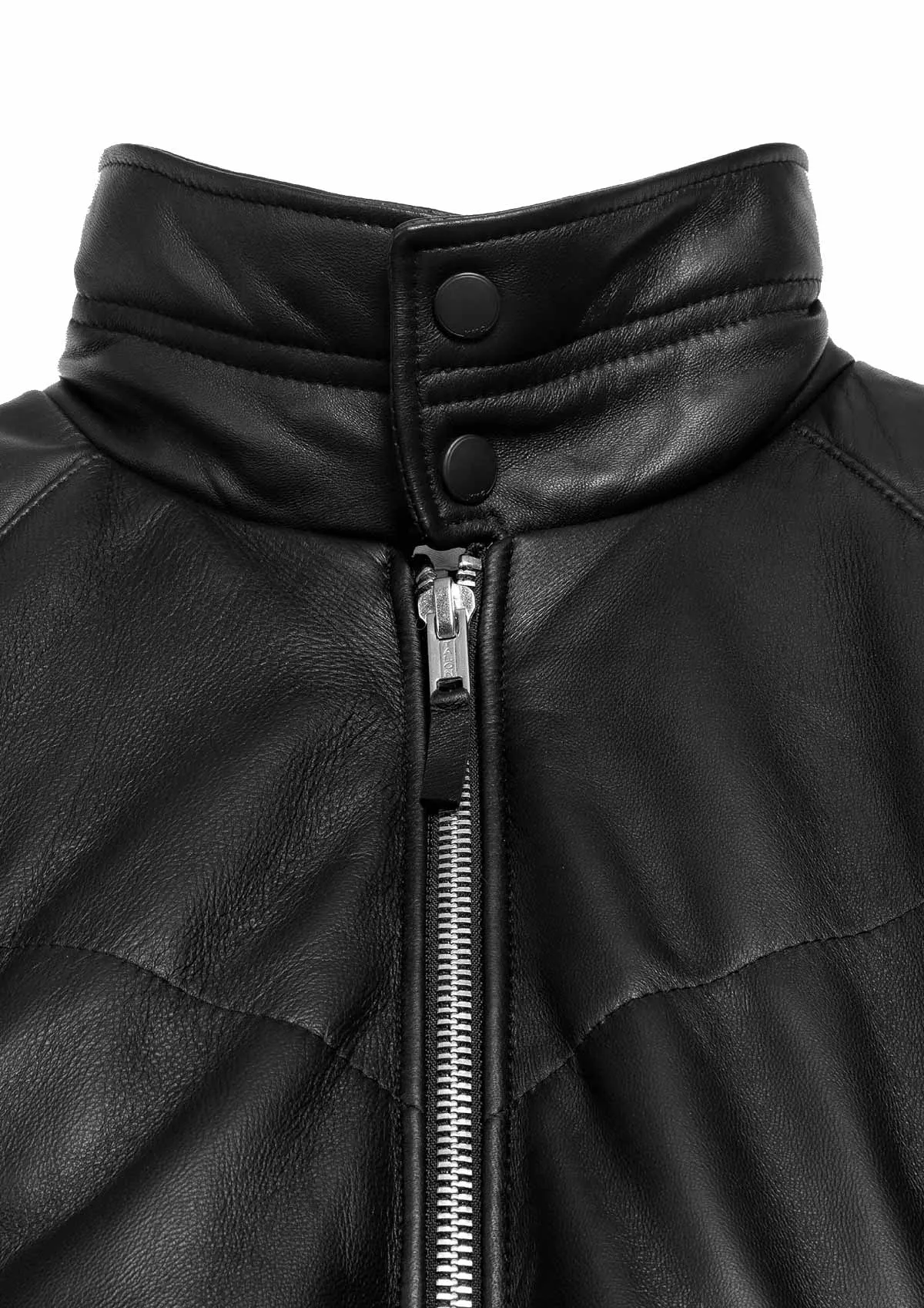 YMC - KOOL HERC WADDED LEATHER JACKET BLACK
