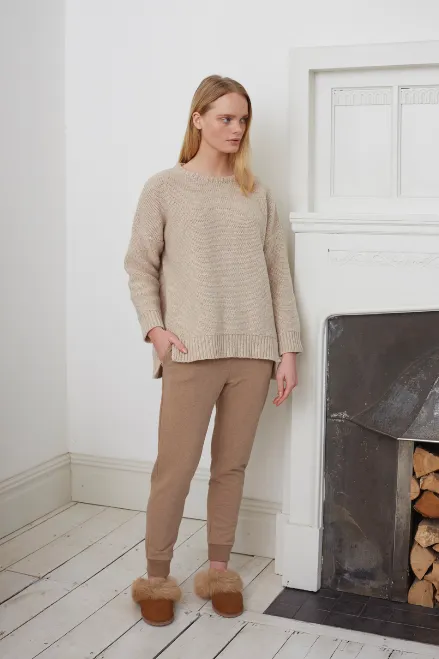 Zadie Organic Cotton Trousers in Stone M