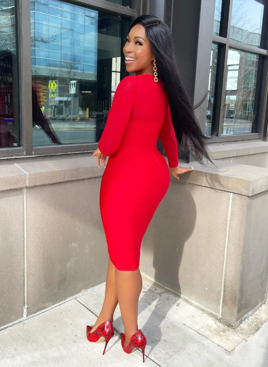 Zarah- Mesh Overlay Peakaboo Bandage Dress (NEW)
