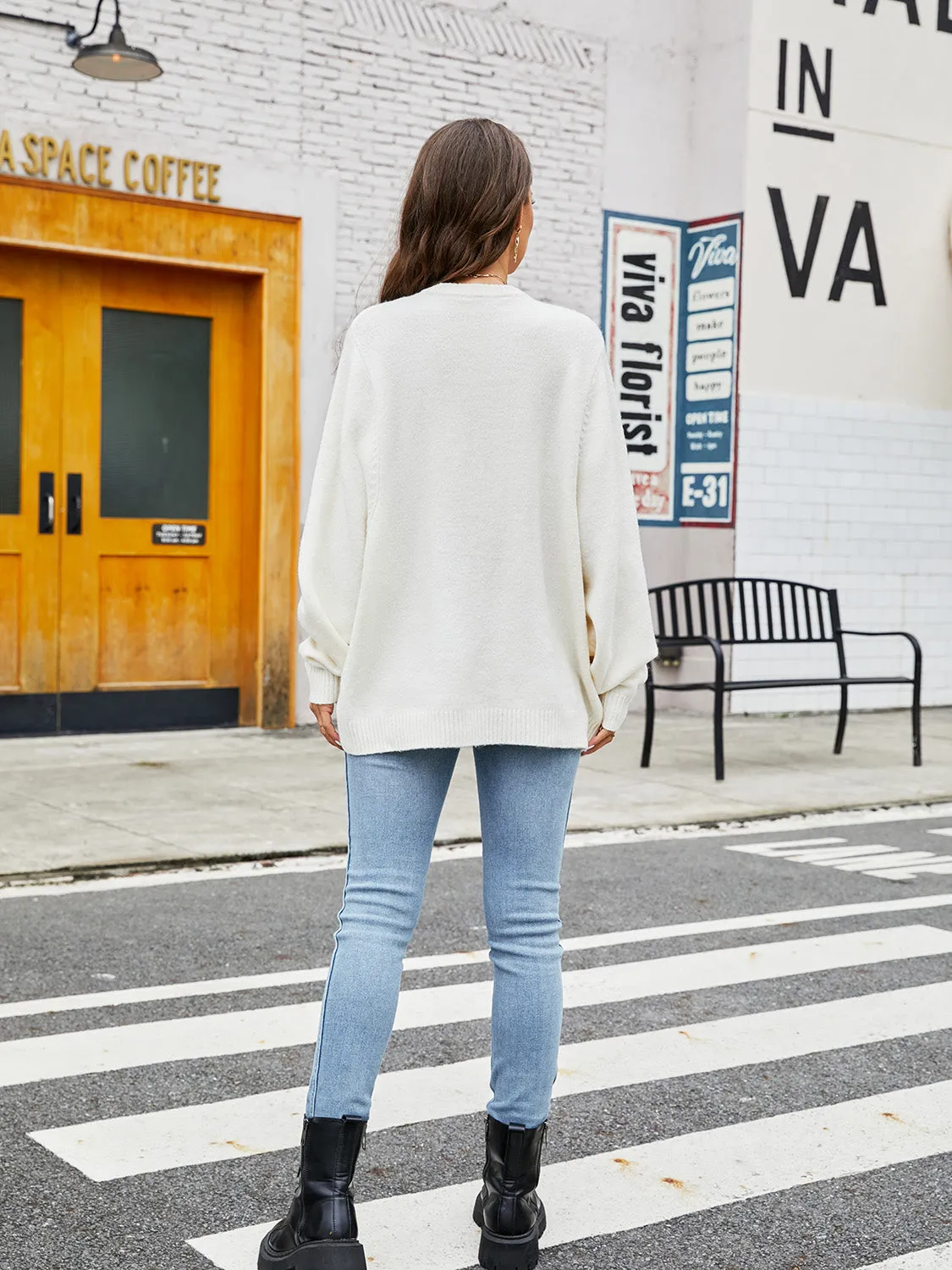 Zendaya Round Neck Ribbed Trim Sweater