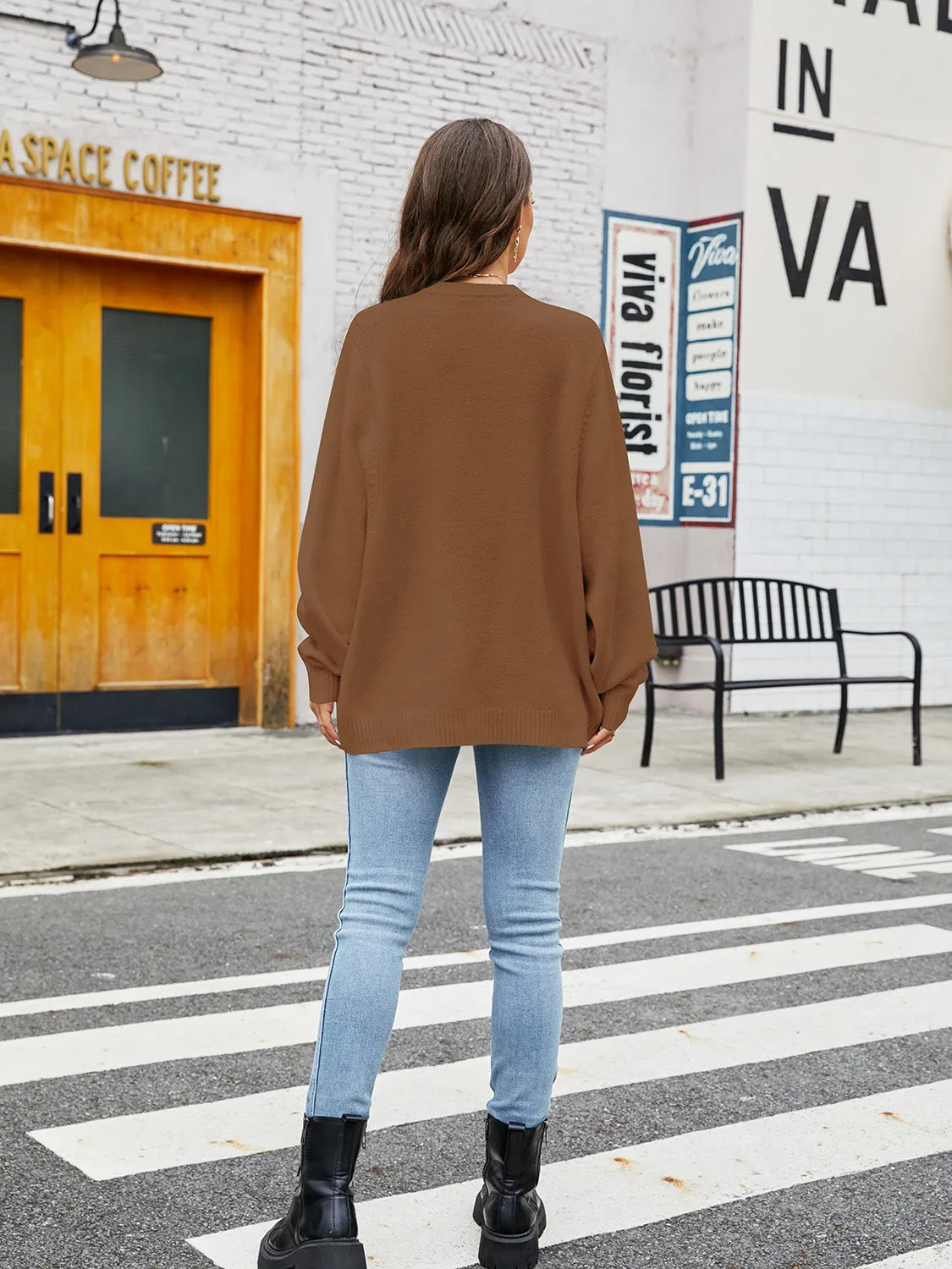Zendaya Round Neck Ribbed Trim Sweater