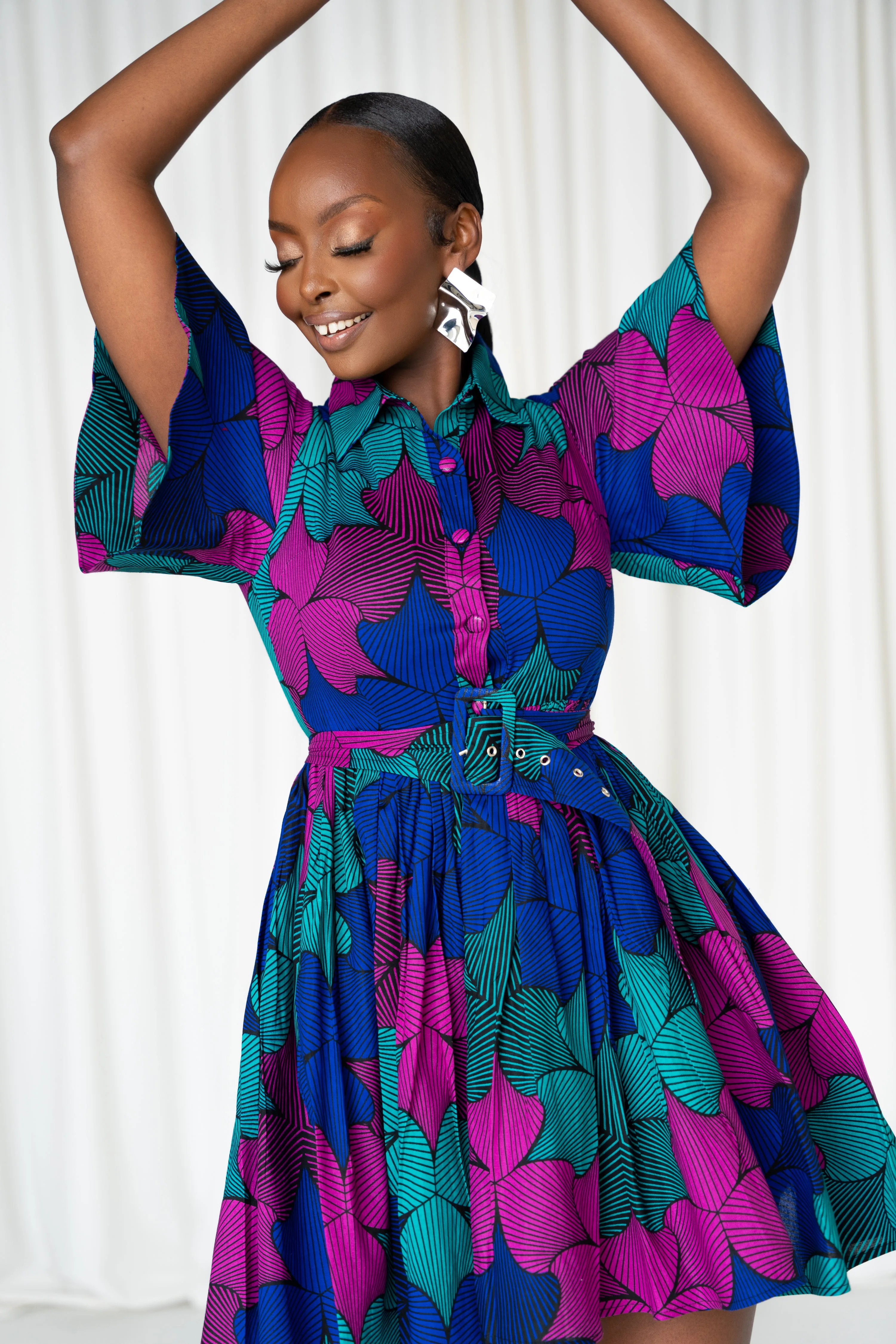 ZURI African Print Shirt Mini Dress